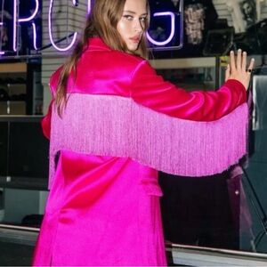Nasty Gal Vibrant Pink Fringe Jacket